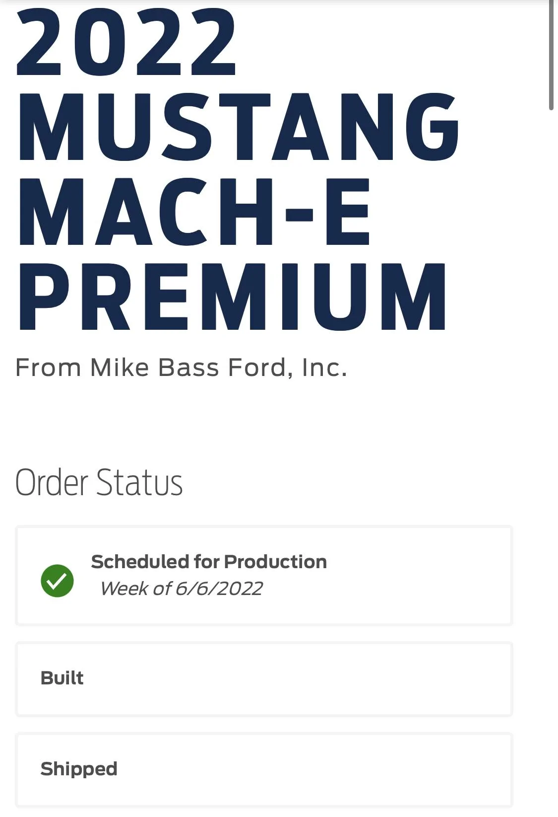 Ford Mustang Mach-E ⏱ Mach-E Scheduling Next Week (4/25) For Build Weeks 5/30 Through 6/27 (Cleanup Scheduling) 62AB7B59-791D-44E3-A098-22637448C93E