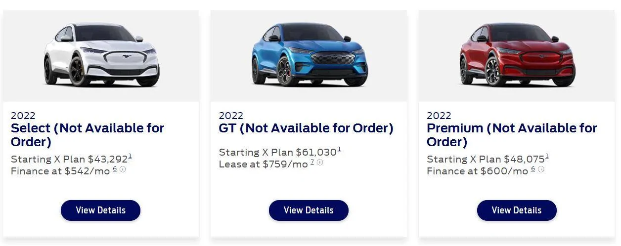 Ford Mustang Mach-E A, Z, X plan discount pricing for Mach-E x-plan prices