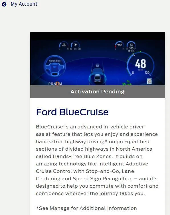 Ford Mustang Mach-E Optional Product Improvement Program 21G01 - BlueCruise Programming 1651601022196