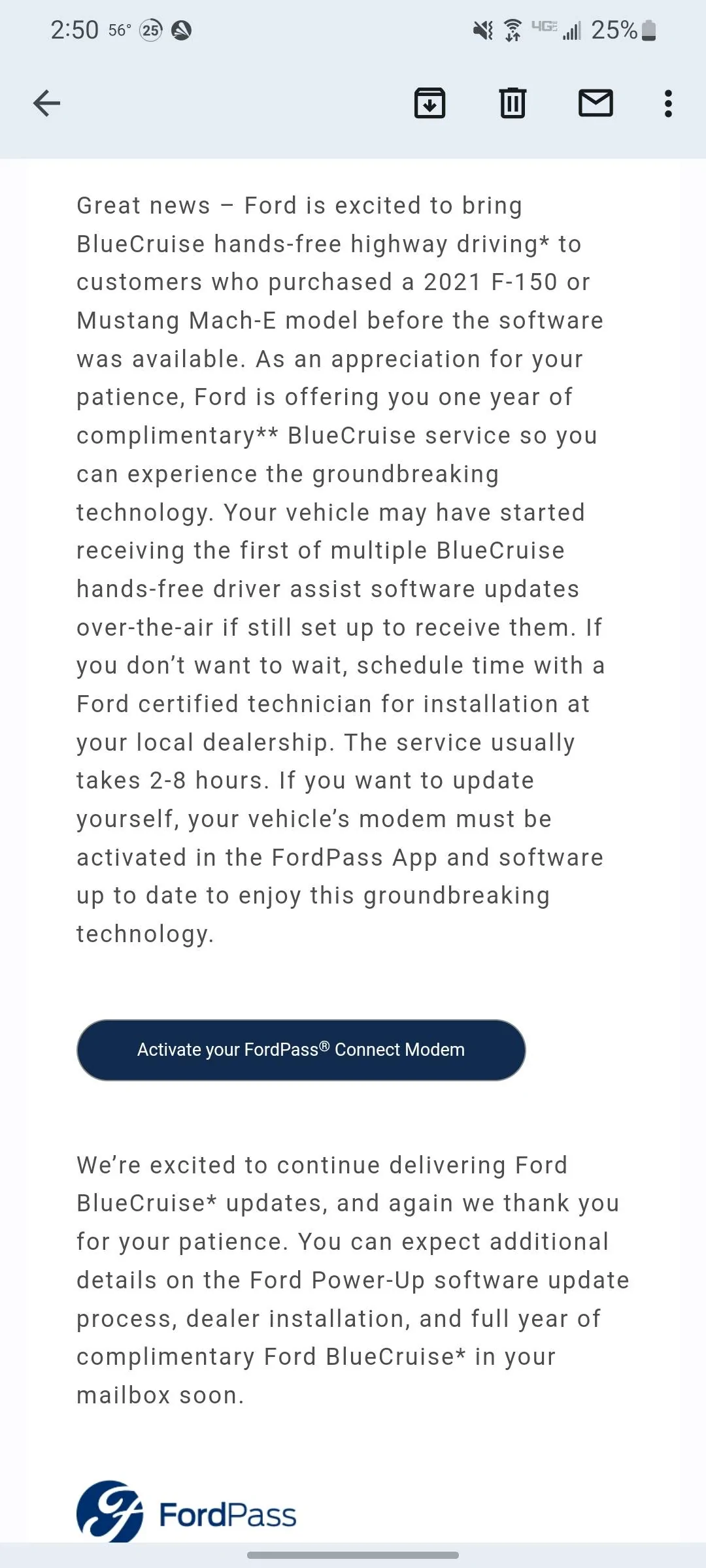 Ford Mustang Mach-E OTA 1.7.1 Stuck, anyone else have issue updating? Screenshot_20220503-145036_Gmail