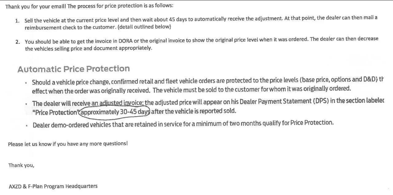 Ford Mustang Mach-E Price Protection difference mailed after sale? 1651699716806