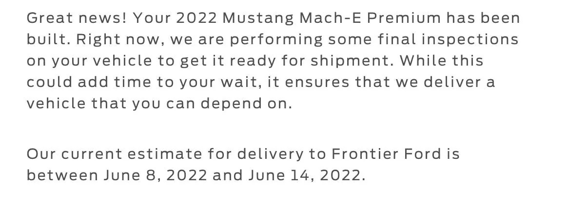 Ford Mustang Mach-E 4/11/22 build week chat C6061EFD-EA75-40E3-93DE-54862AF2A058