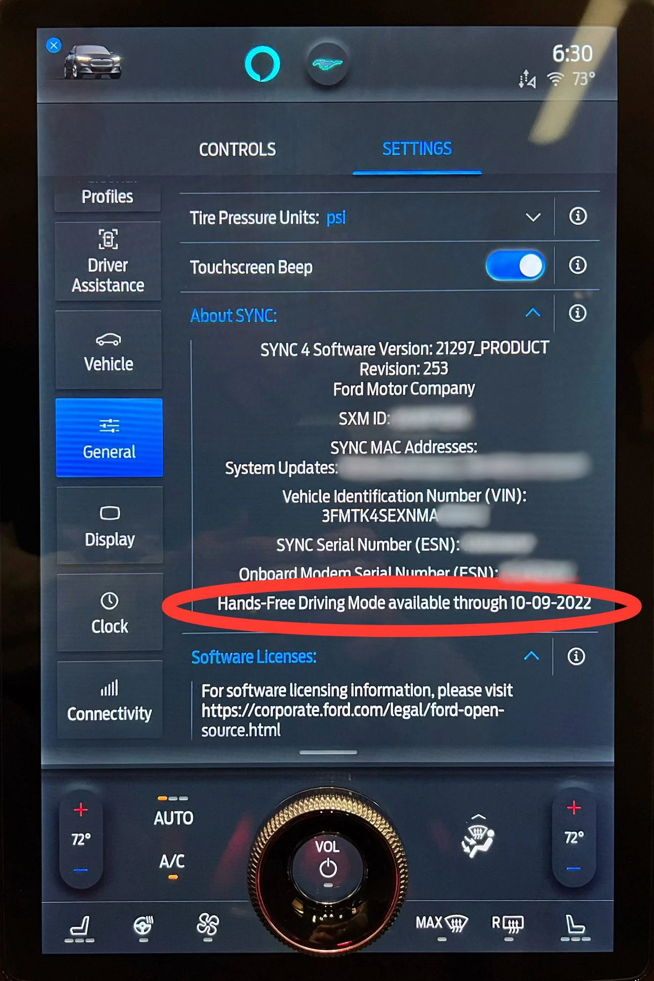 Ford Mustang Mach-E System update Settings IMG_4382