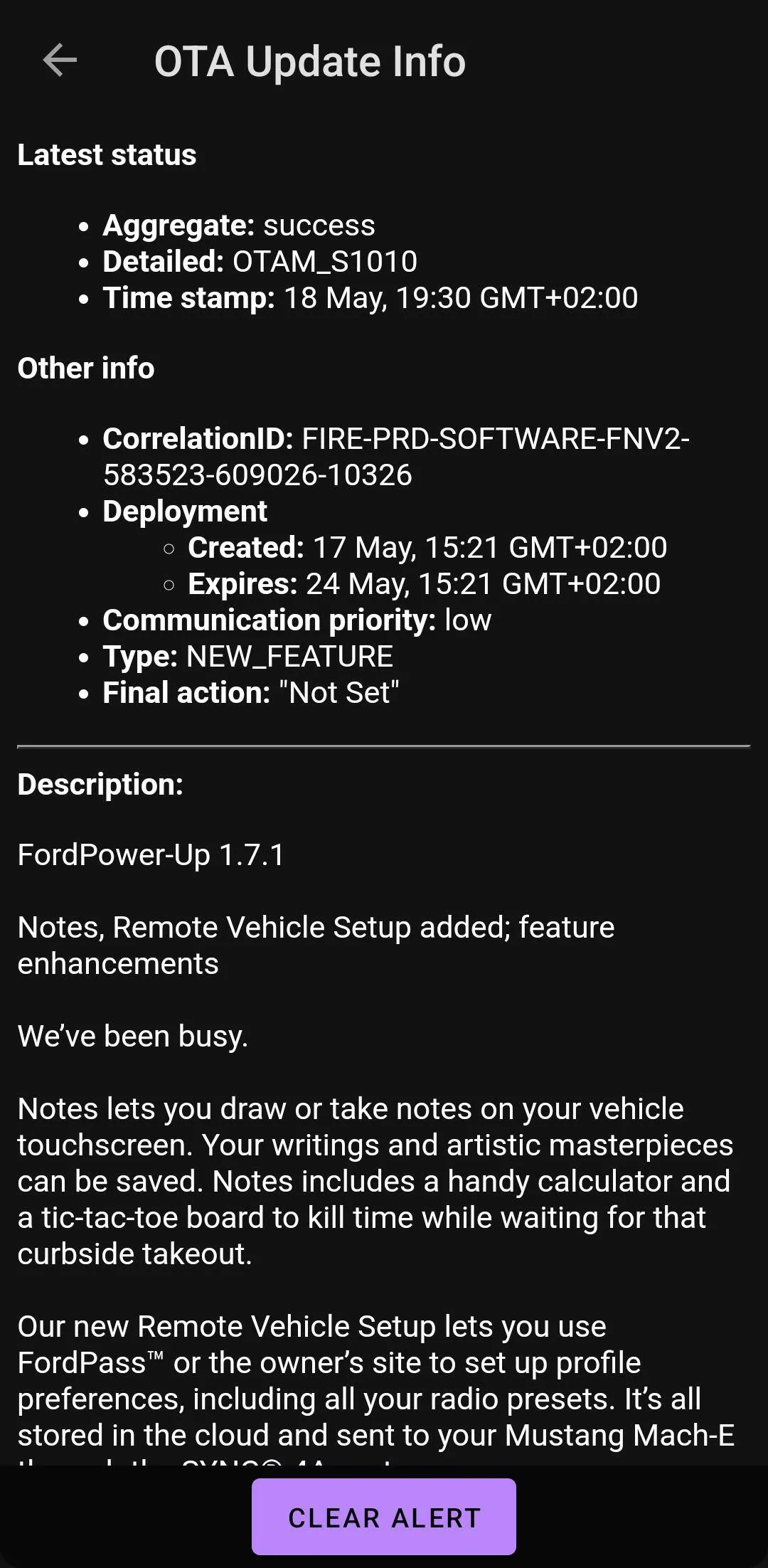 Ford Mustang Mach-E Swedish Customers Screenshot_20220518-203825_Ford Status Widget