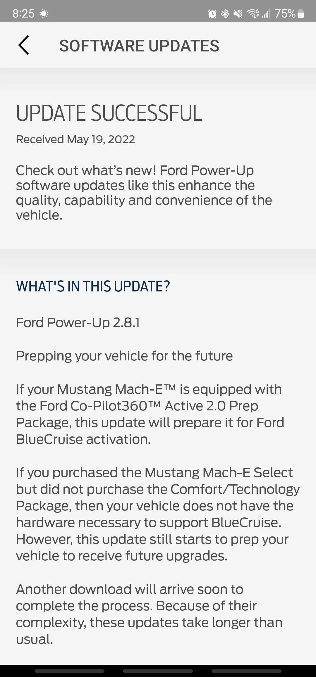 Ford Mustang Mach-E OTA Powerup Software 2.6.0. First update in a while. Screenshot_20220518-202538_FordPass
