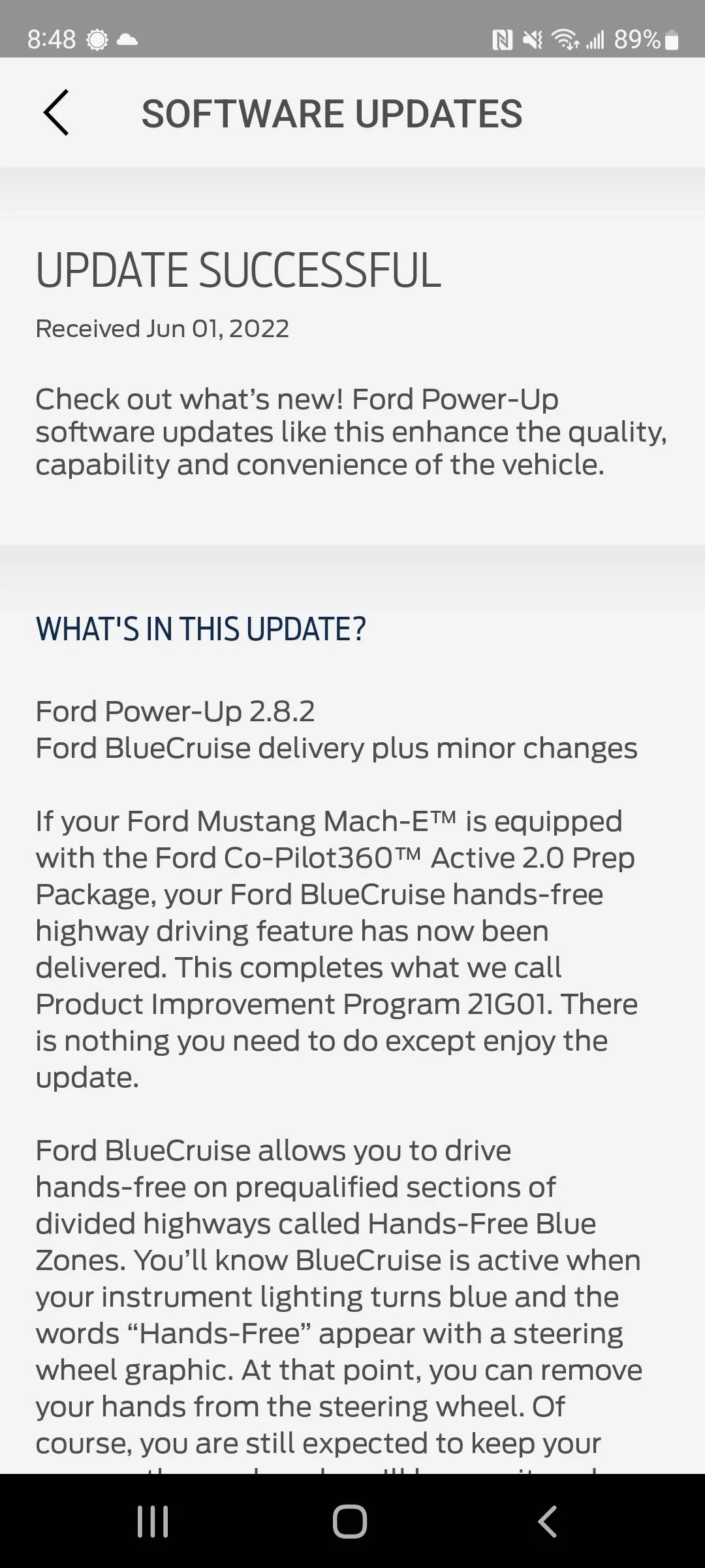 Ford Mustang Mach-E BlueCruise going out OTA to regular plebs (non-EA owners)! Screenshot_20220531-204829_FordPass