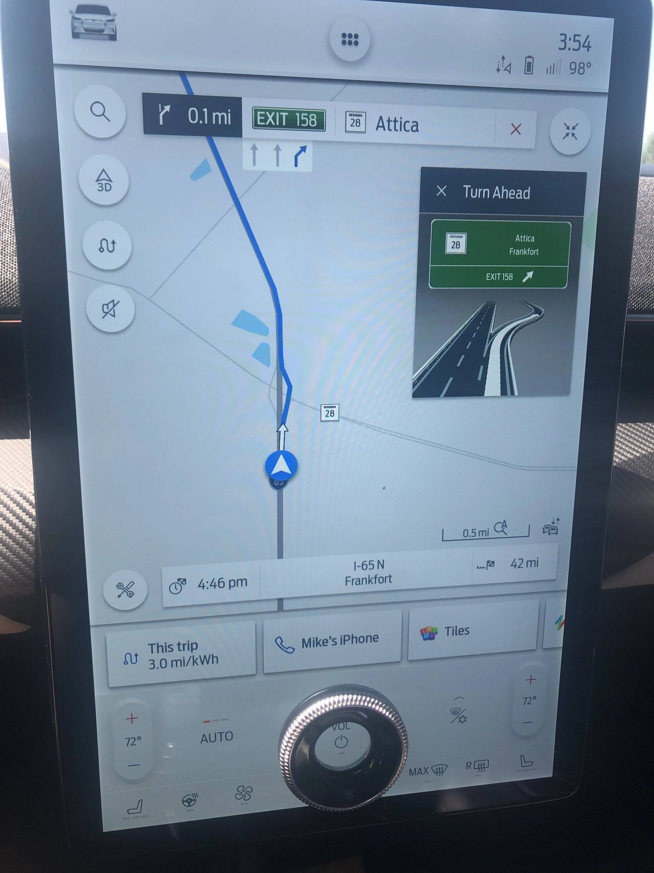 Ford Mustang Mach-E Map shows exiting interstate at every exit 1180D7DA-91A6-4E26-8DAE-FD0BC5C14694