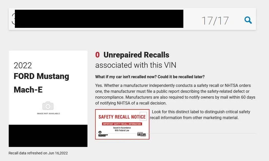 Ford Mustang Mach-E Safety Recall 22S41 - 2021-2022 Mach E - HVBJB Recall [high voltage battery main contactors may overheat] 1655422834990