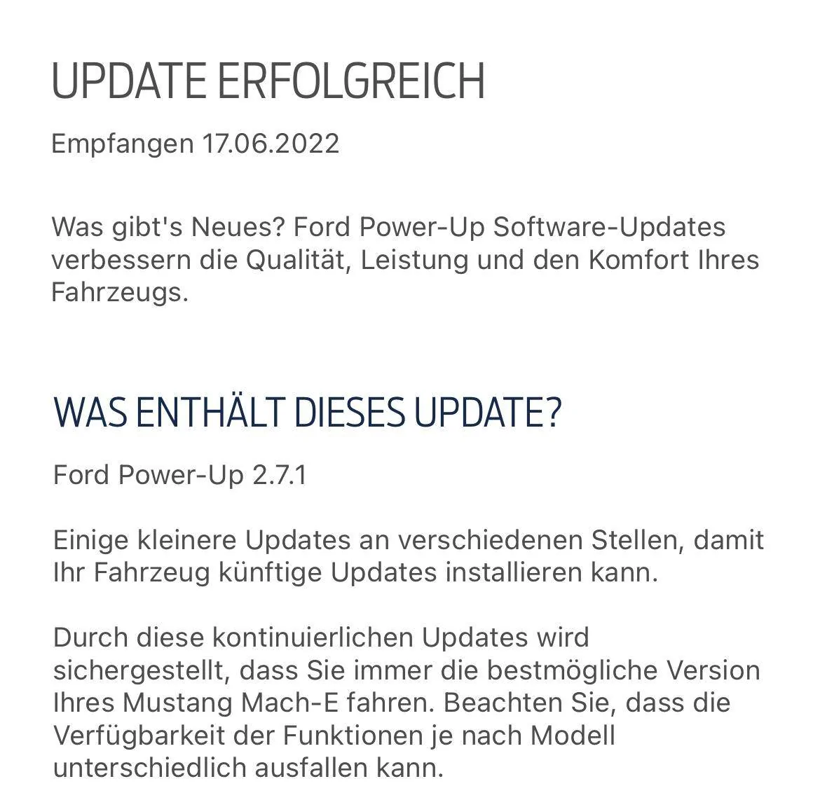 Ford Mustang Mach-E Which Power-Up versions have you received (EU)? 1655462967549