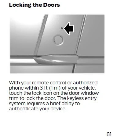 Ford Mustang Mach-E Swipe Door Button to Lock Lock