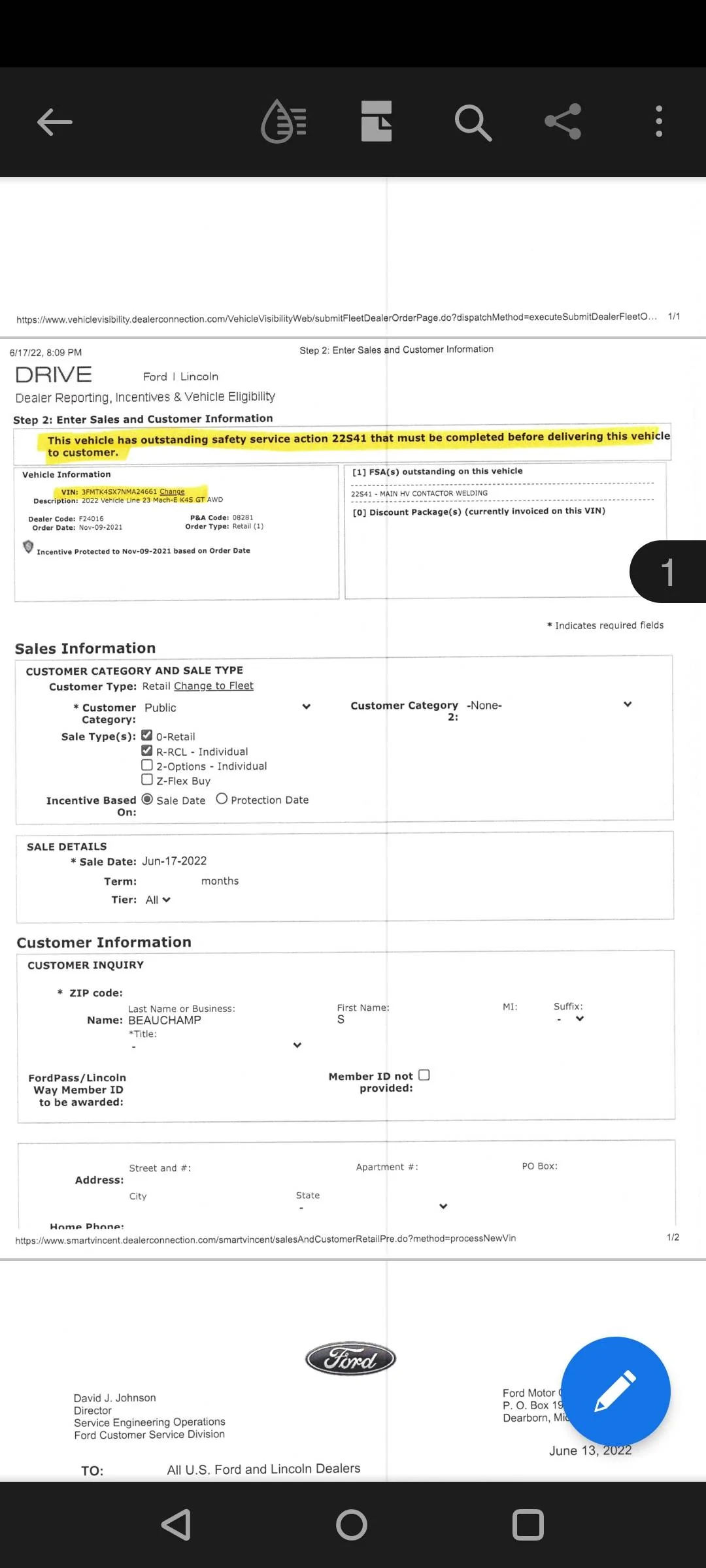 Ford Mustang Mach-E Safety Recall 22S41 - 2021-2022 Mach E - HVBJB Recall [high voltage battery main contactors may overheat] Screenshot_2022-06-19-00-21-26-08_f541918c7893c52dbd1ee5d319333948