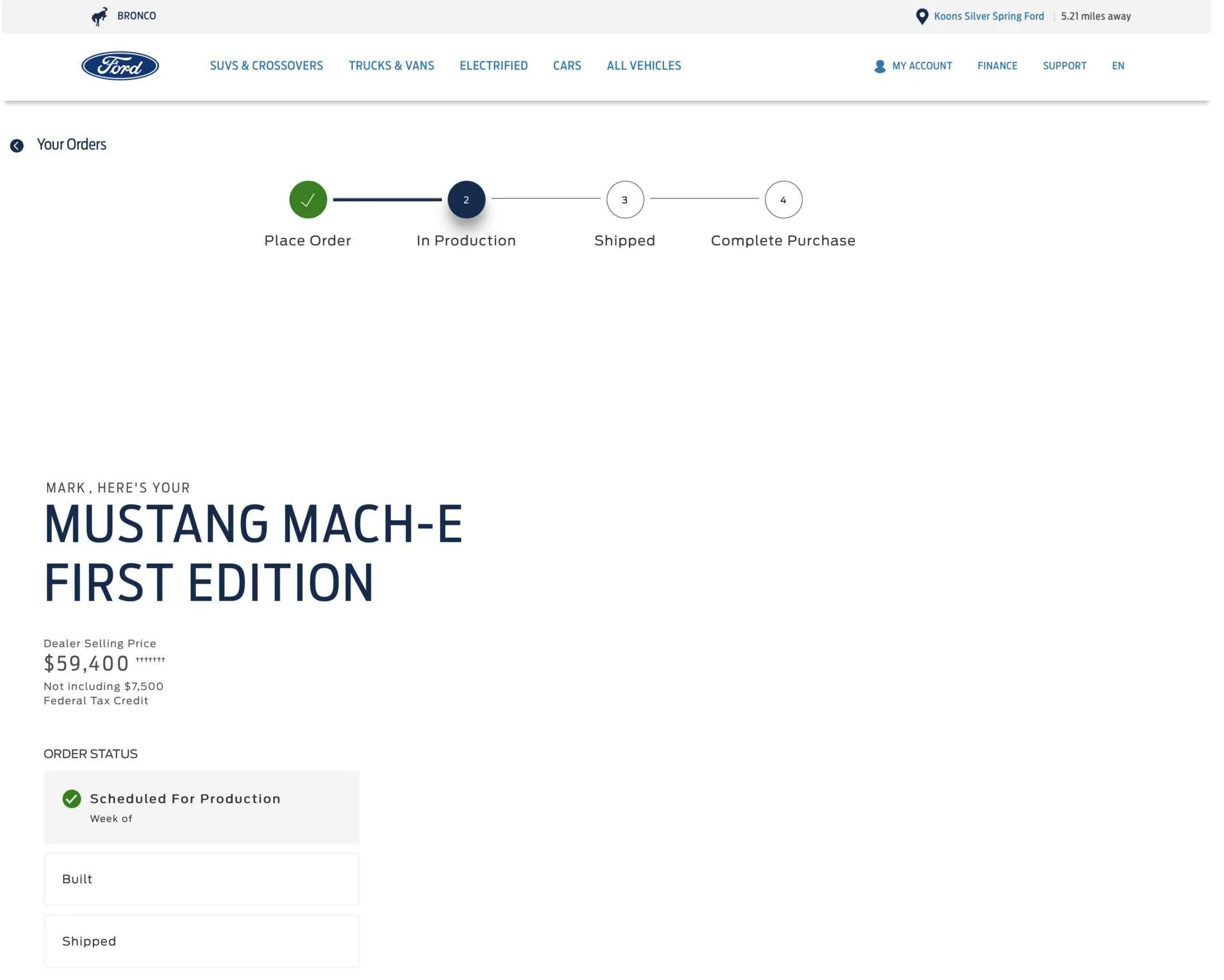 Ford Mustang Mach-E Order Scheduled for Production Date Screen Shot 2020-10-28 at 9.46.14 AM