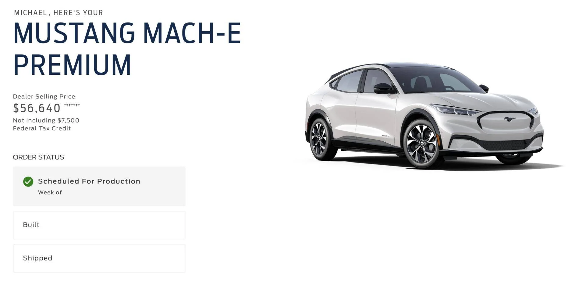 Ford Mustang Mach-E Ford.com status update (kind of)... Screen Shot 2020-10-28 at 10.30.30 AM