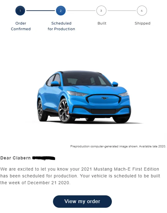 Ford Mustang Mach-E Order Scheduled for Production Date 1603969368955