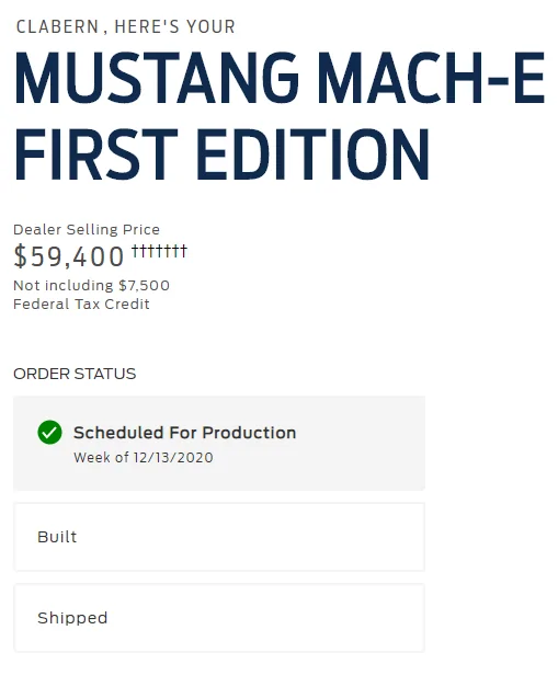 Ford Mustang Mach-E Order Scheduled for Production Date 1603969392305