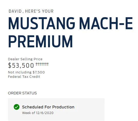 Ford Mustang Mach-E Order Scheduled for Production Date Captur