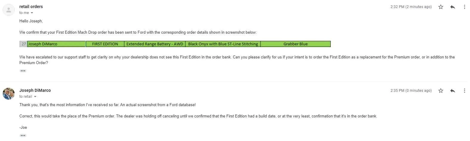Ford Mustang Mach-E Mach Drop Build Updates FirstEdition Confirmation