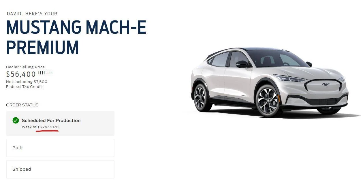 Ford Mustang Mach-E Order Scheduled for Production Date 1604027828327