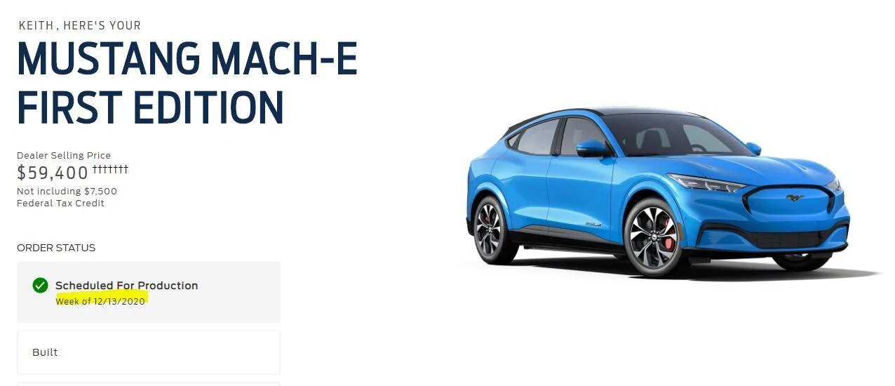 Ford Mustang Mach-E Order Scheduled for Production Date 1604759753060