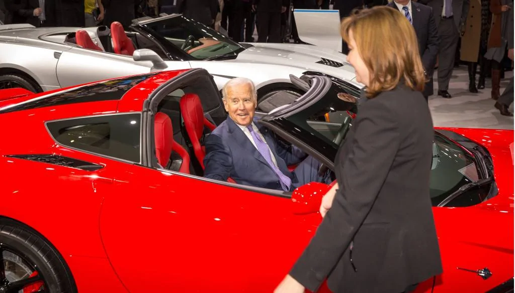 Ford Mustang Mach-E Will our EV tax credit be affected by new administration? vice-president-biden-in-chevy-corvette_100768874_l