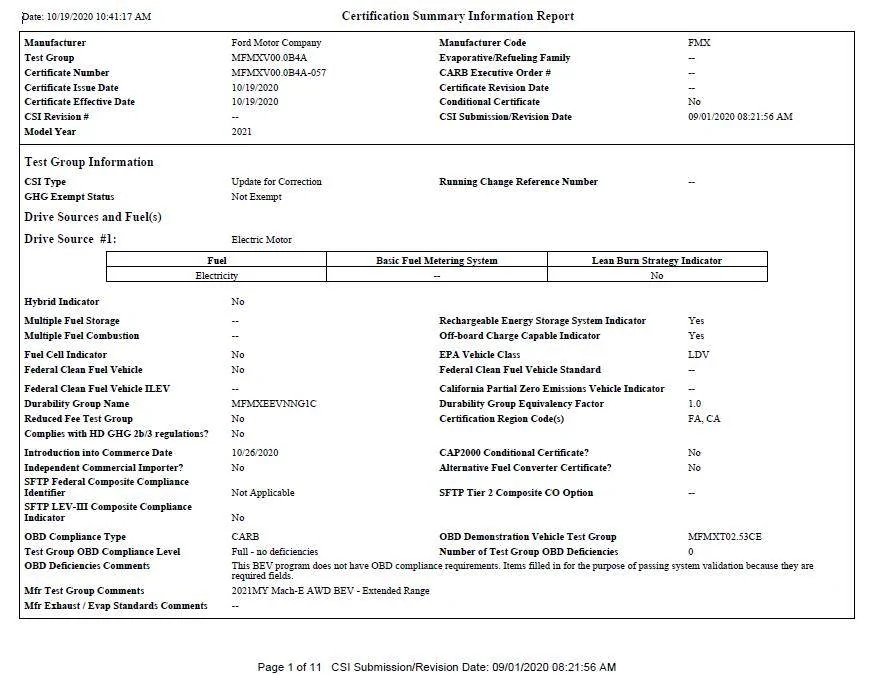 Ford Mustang Mach-E Mileage for Extended Range Mach-E Models Revealed in EPA Emissions Certifications MachEAWDer_pg1
