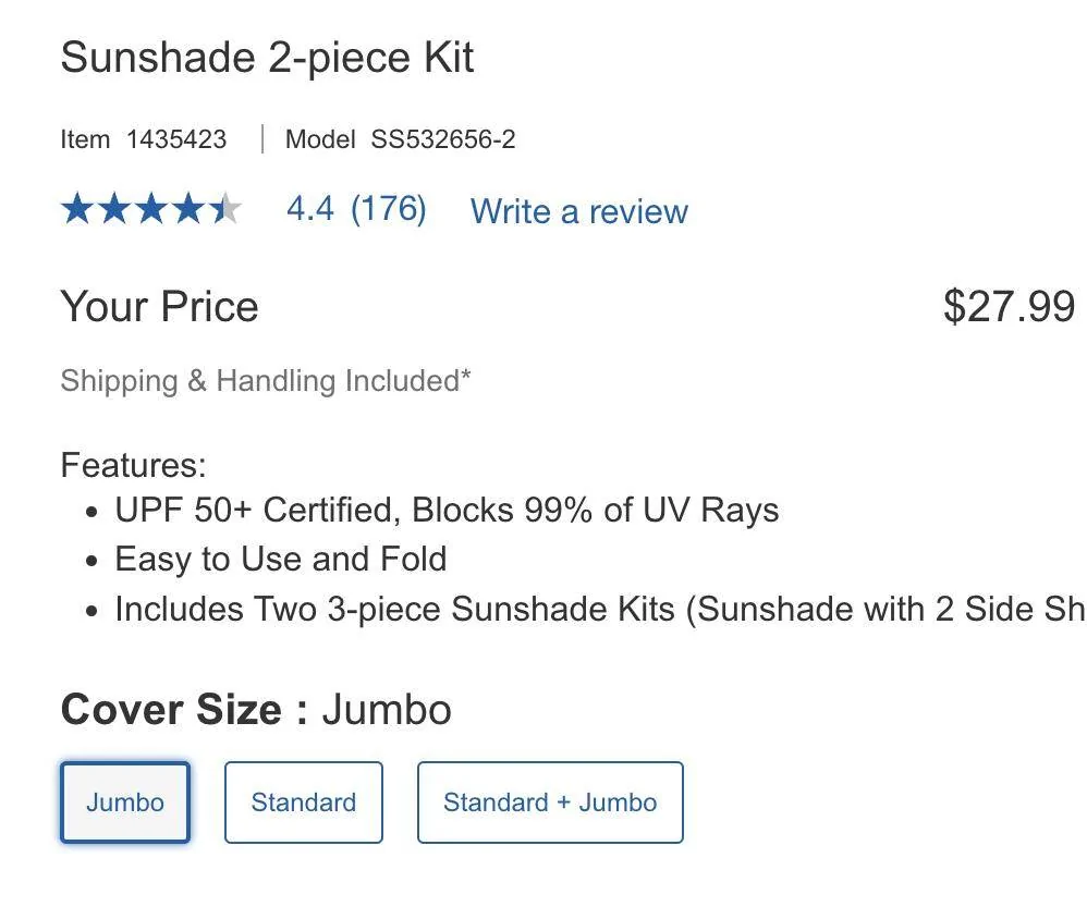 Ford Mustang Mach-E Sun Shade that fits Mach-E like a glove - Costco Solar Shade ($11.99) Screen Shot 2022-06-29 at 12.28.35 PM