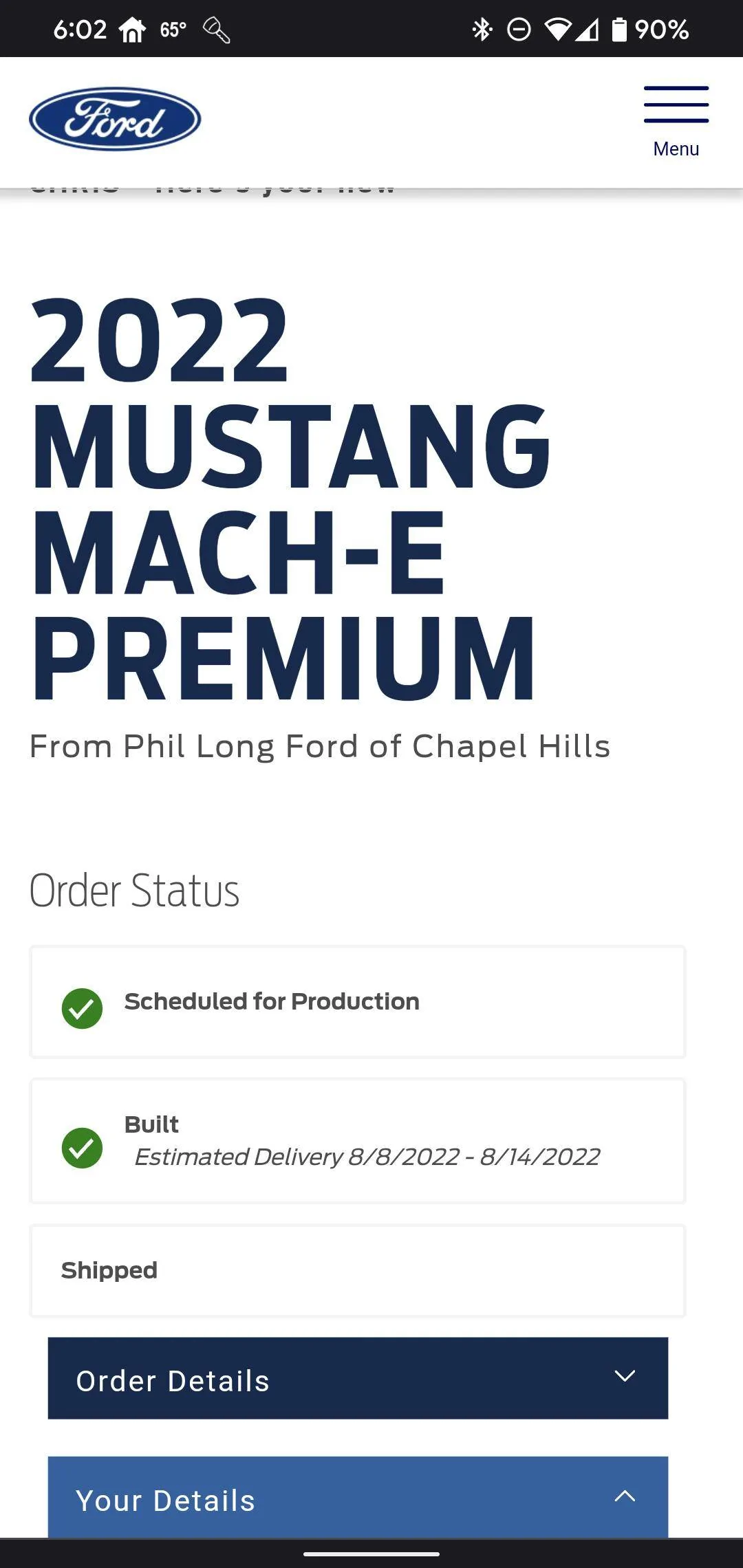 Ford Mustang Mach-E 6/27/22 Build Week Thread Screenshot_20220630-060222