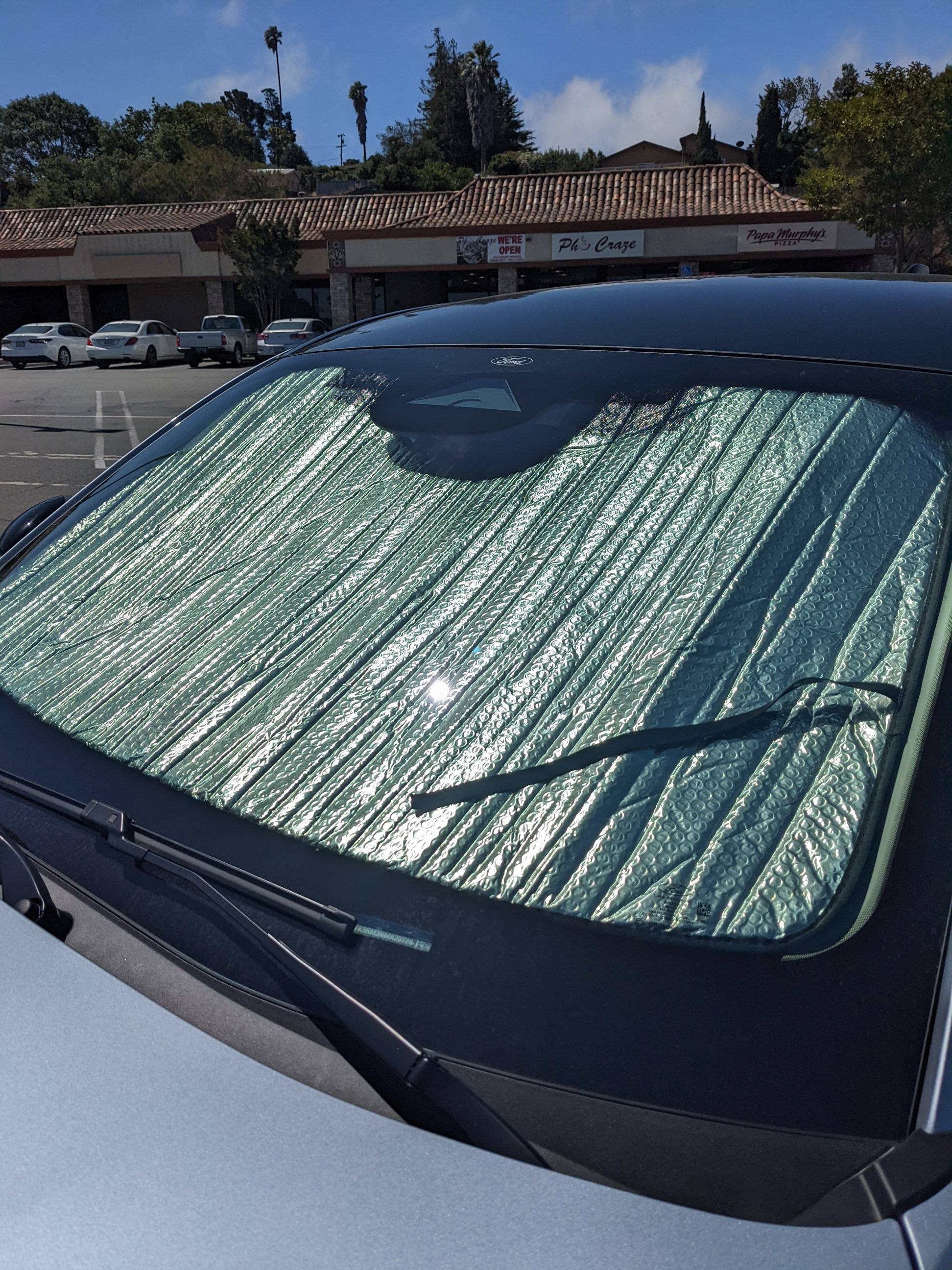 Ford Mustang Mach-E Sun Shade that fits Mach-E like a glove - Costco Solar Shade ($11.99) PXL_20220630_180806638
