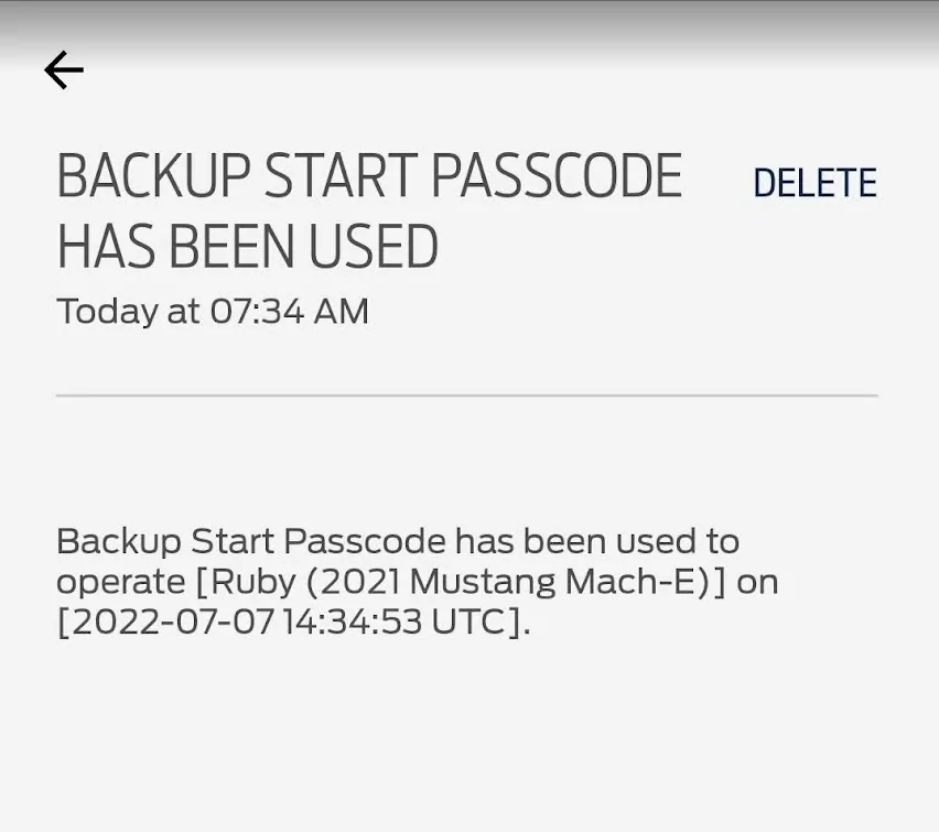 Ford Mustang Mach-E Reminder: Test your backup code 1657204976715
