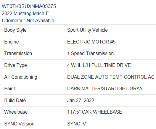Ford Mustang Mach-E Post here if you have an active FDRS account and are willing to look up info for others WF0TK3SUXNMA05375-ID-10-July-22