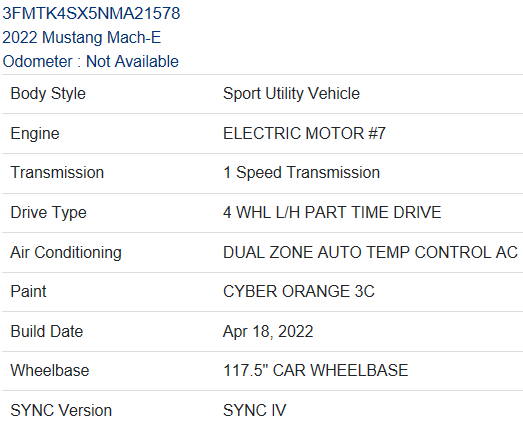 Ford Mustang Mach-E Post here if you have an active FDRS account and are willing to look up info for others 3FMTK4SX5NMA21578-13-July-22_build