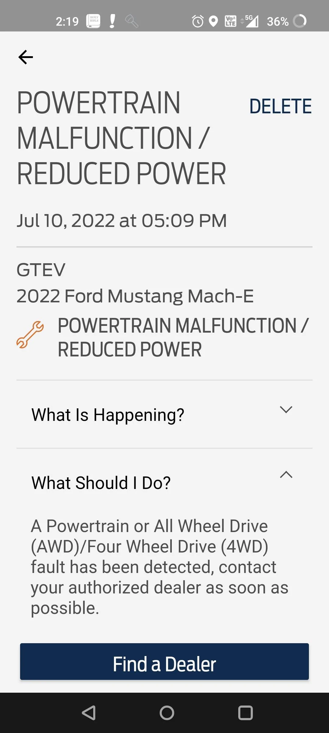Ford Mustang Mach-E 🔧Powrtrain Malfnction indicator-Car seems fine? Screenshot_2022-07-19-14-19-36-16_f85a9dcae275ee1e0920d804e6924647