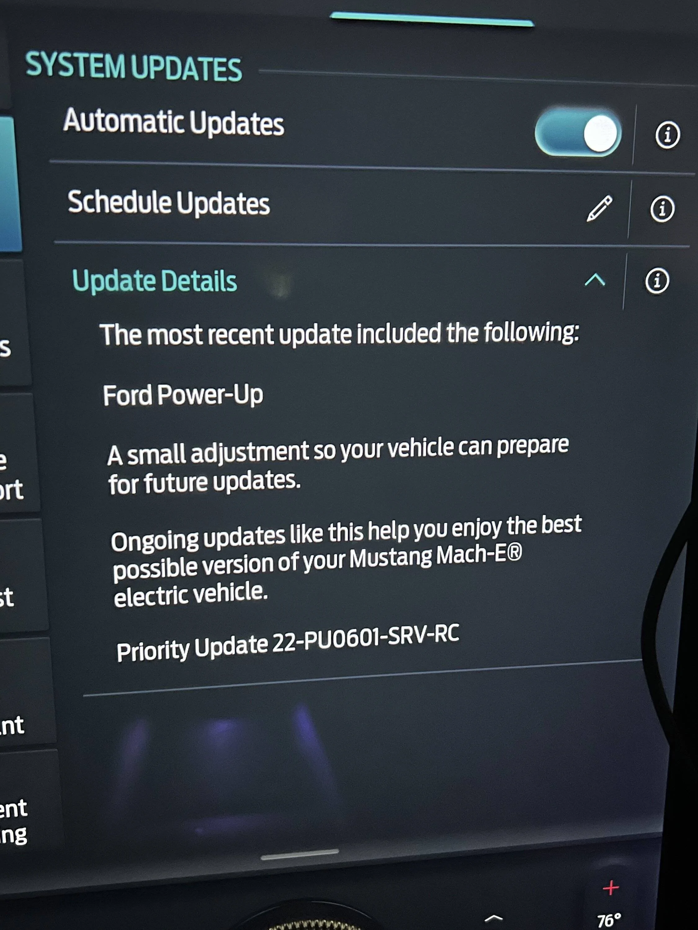 Ford Mustang Mach-E Update Received today IMG_2981