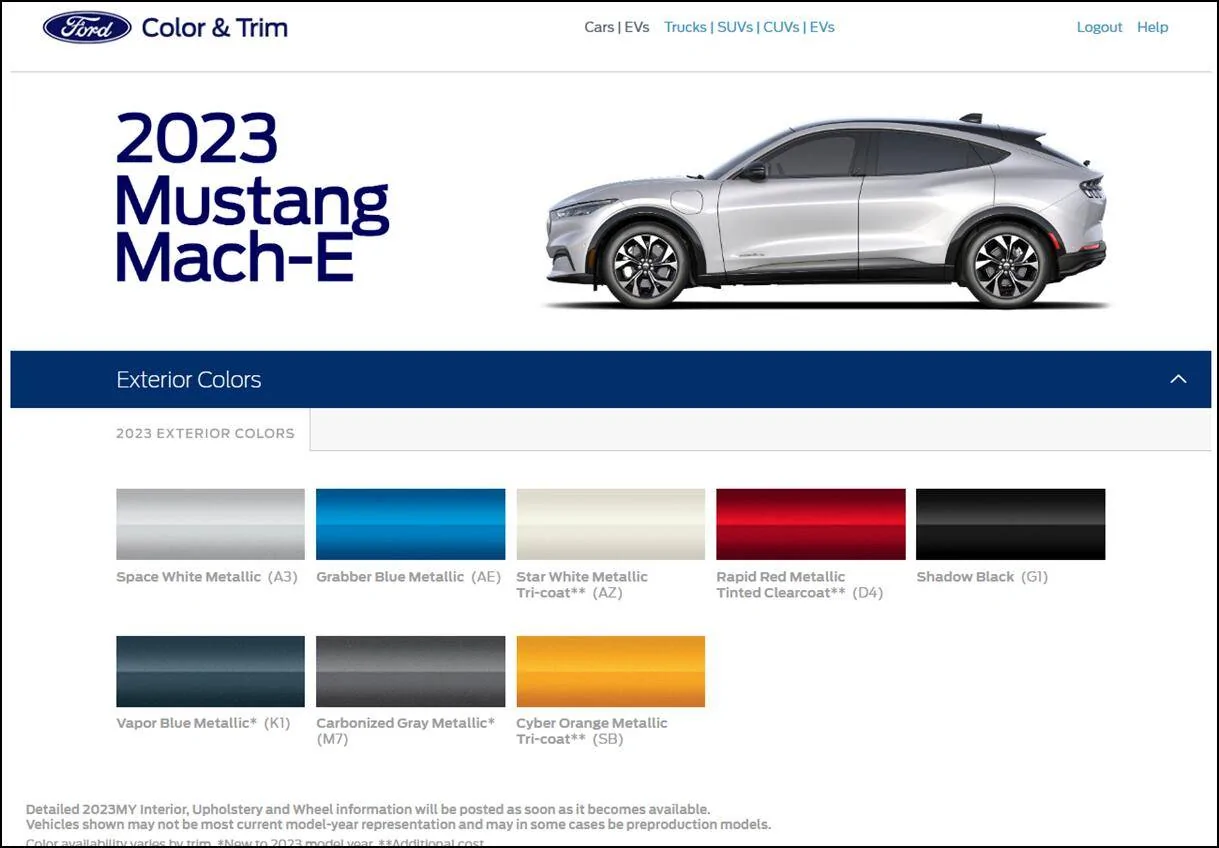 Ford Mustang Mach-E 2023 Mach-E New Color: Vapor Blue Metallic 2023 Mach-E color Vapor Blue Metallic