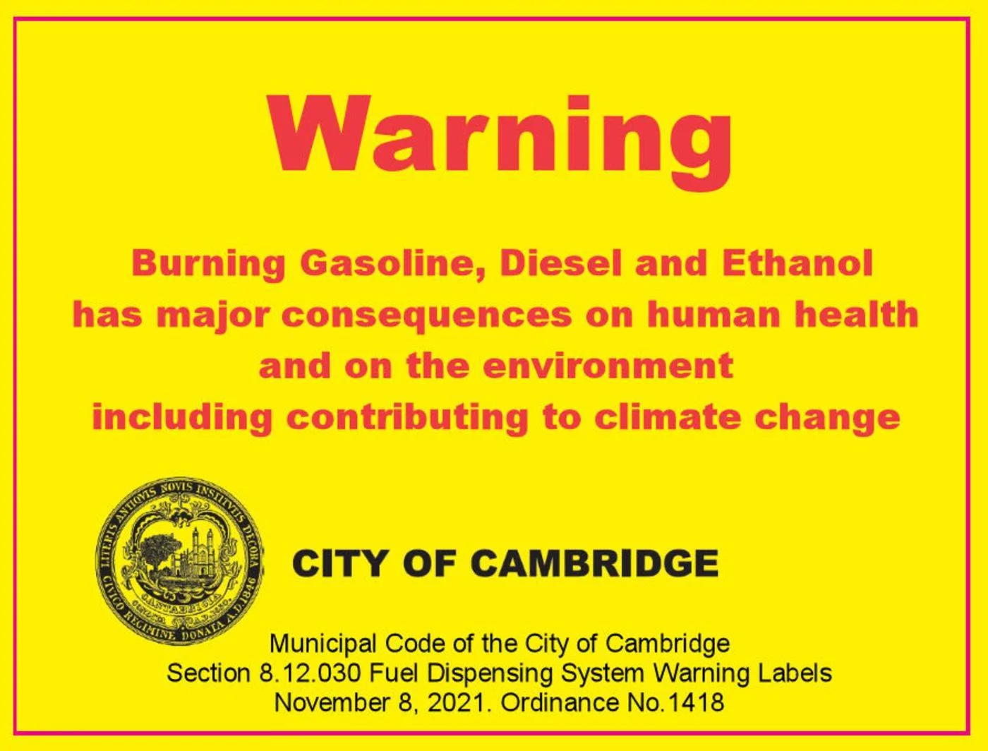 Ford Mustang Mach-E Warning Labels on Gas Pumps Gasoline Warning Label