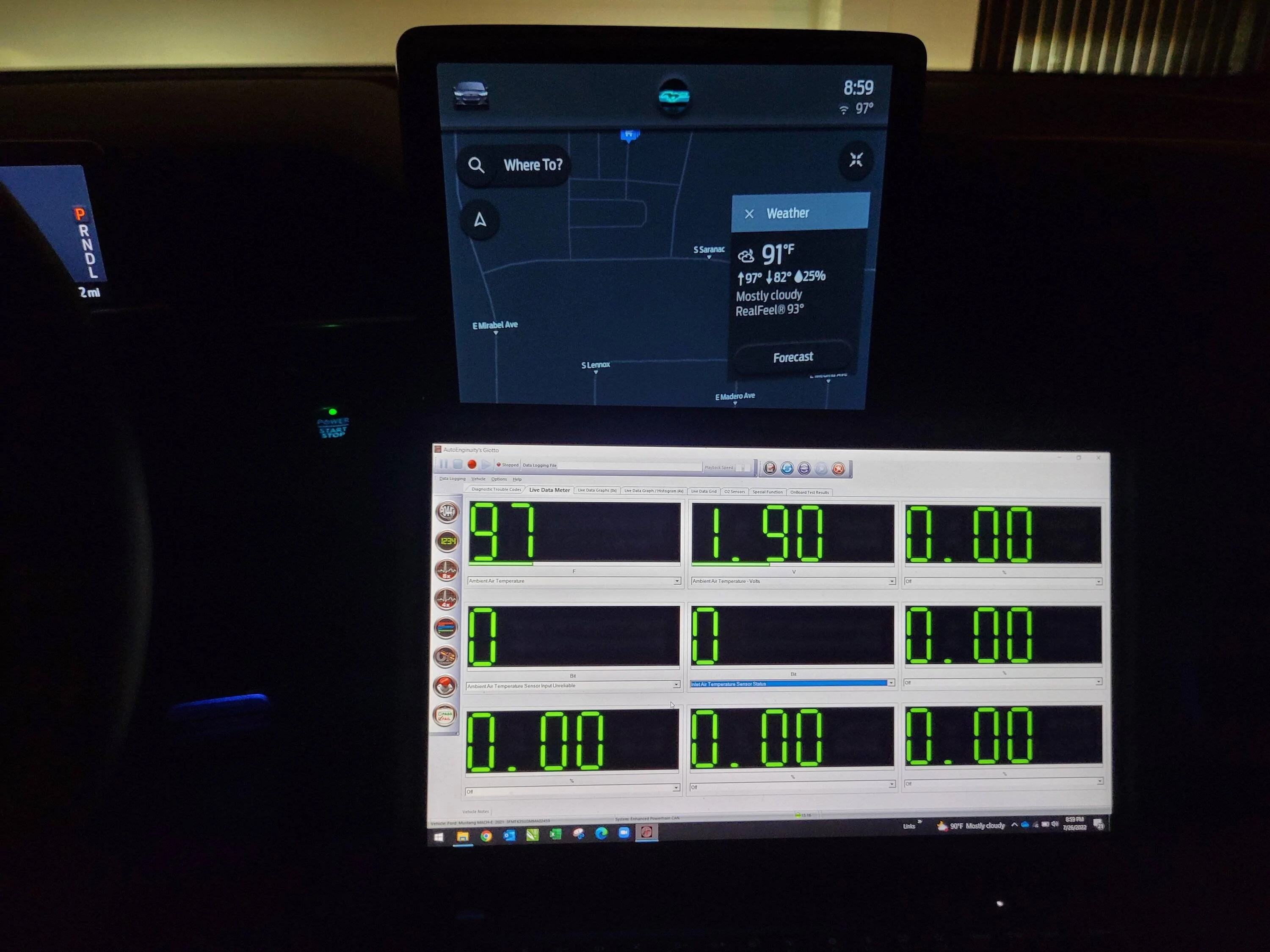 Ford Mustang Mach-E Outside Air Temperature Discrepancy 20220726_205918