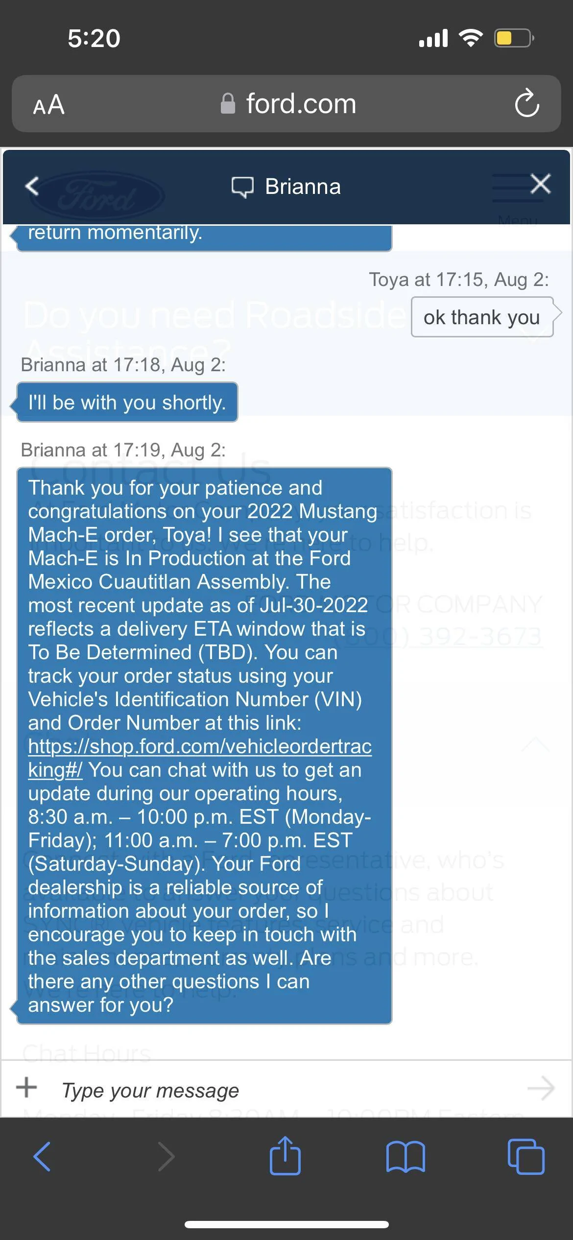 Ford Mustang Mach-E 07/25/22 Build week chat 5BA46033-3960-4B99-95CC-752ABBF9BD1A