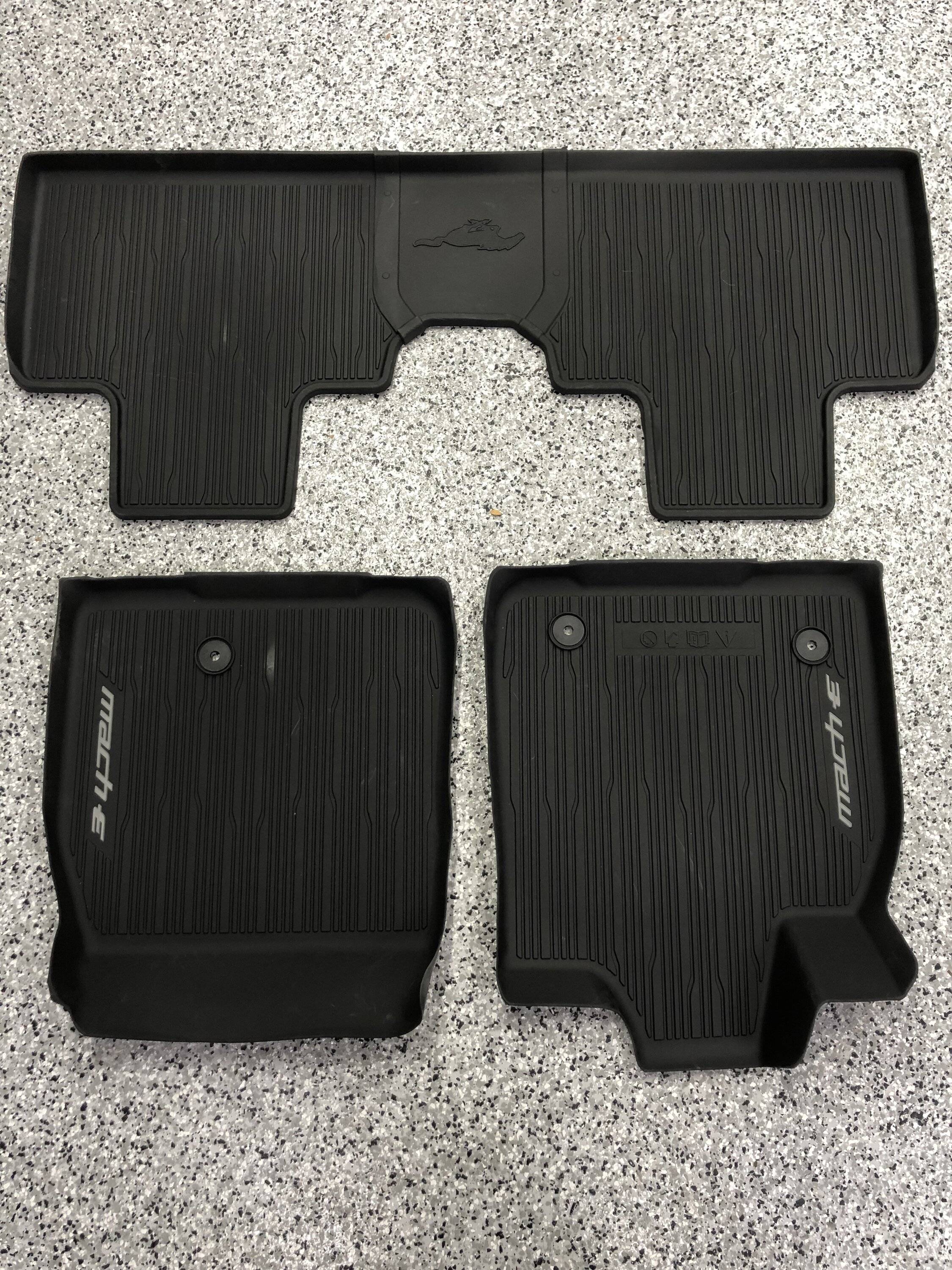 Ford Mustang Mach-E WTS: OEM all weather floor mats, black A-pillar 43554624-EDD3-40D8-9B91-C09229A122CF
