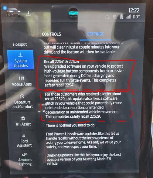 Ford Mustang Mach-E 22S41 & 22S29 Recall OTA Software Are Out 1659629913204