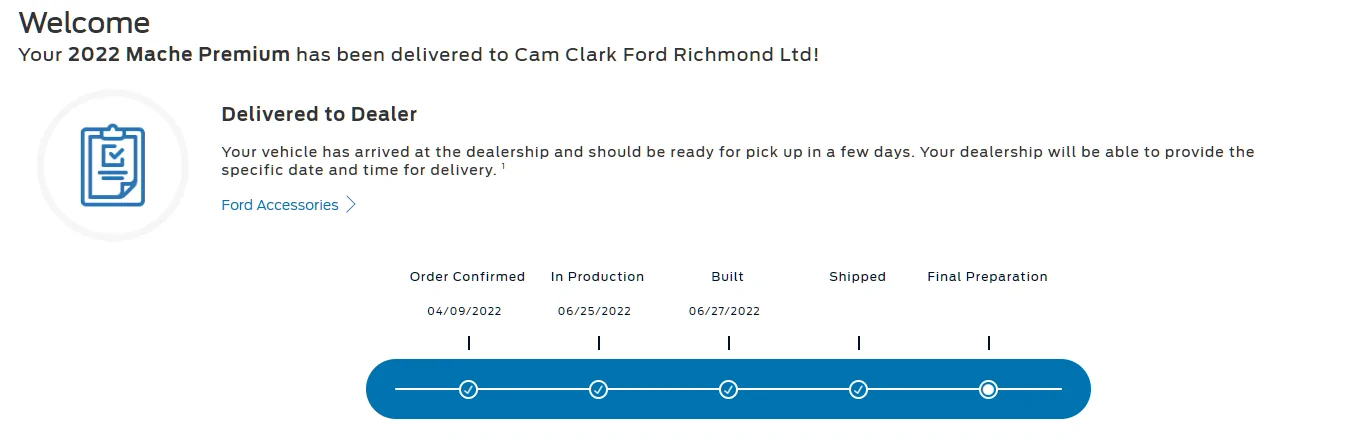 Ford Mustang Mach-E Canada order timeline 1659720504548
