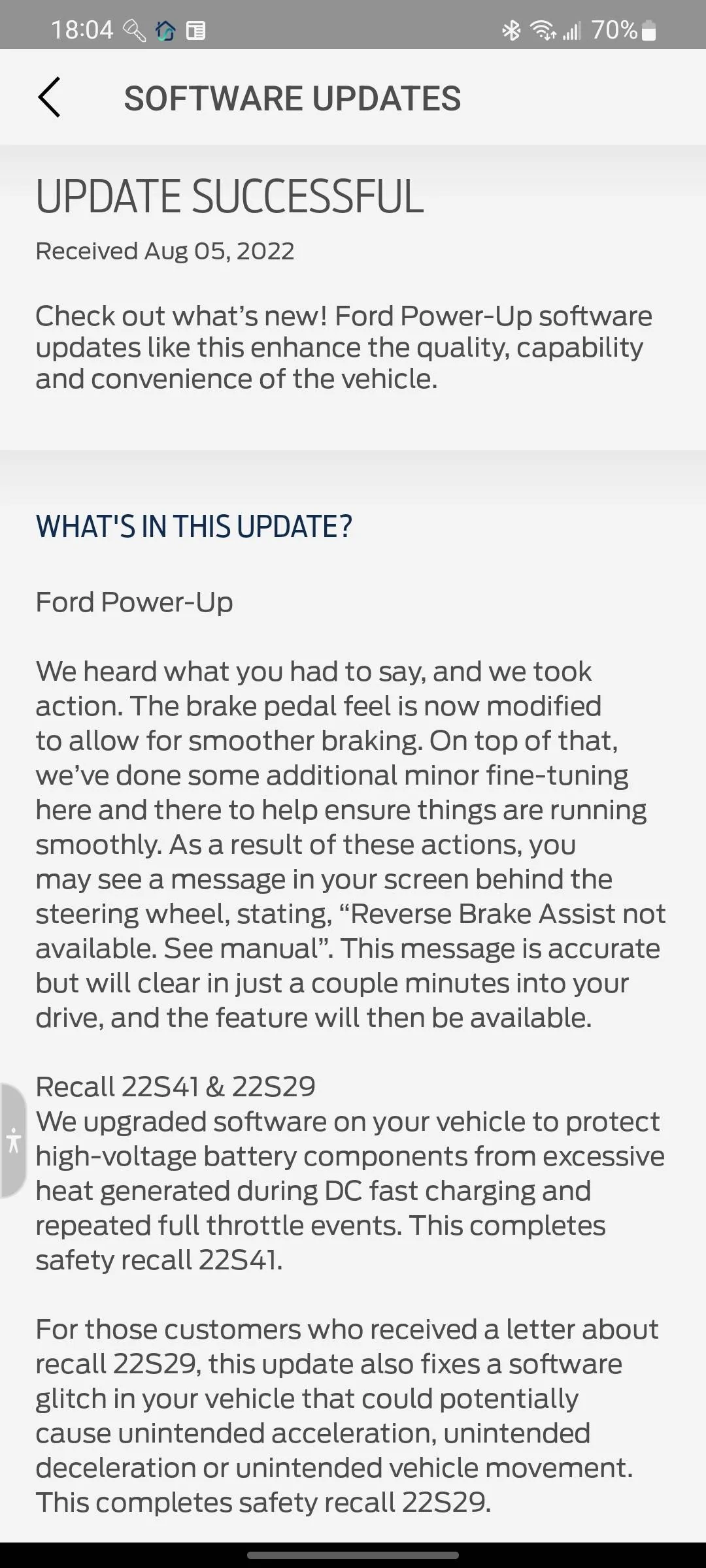 Ford Mustang Mach-E 22S41 & 22S29 Recall OTA Software Are Out Screenshot_20220805-180440_FordPass