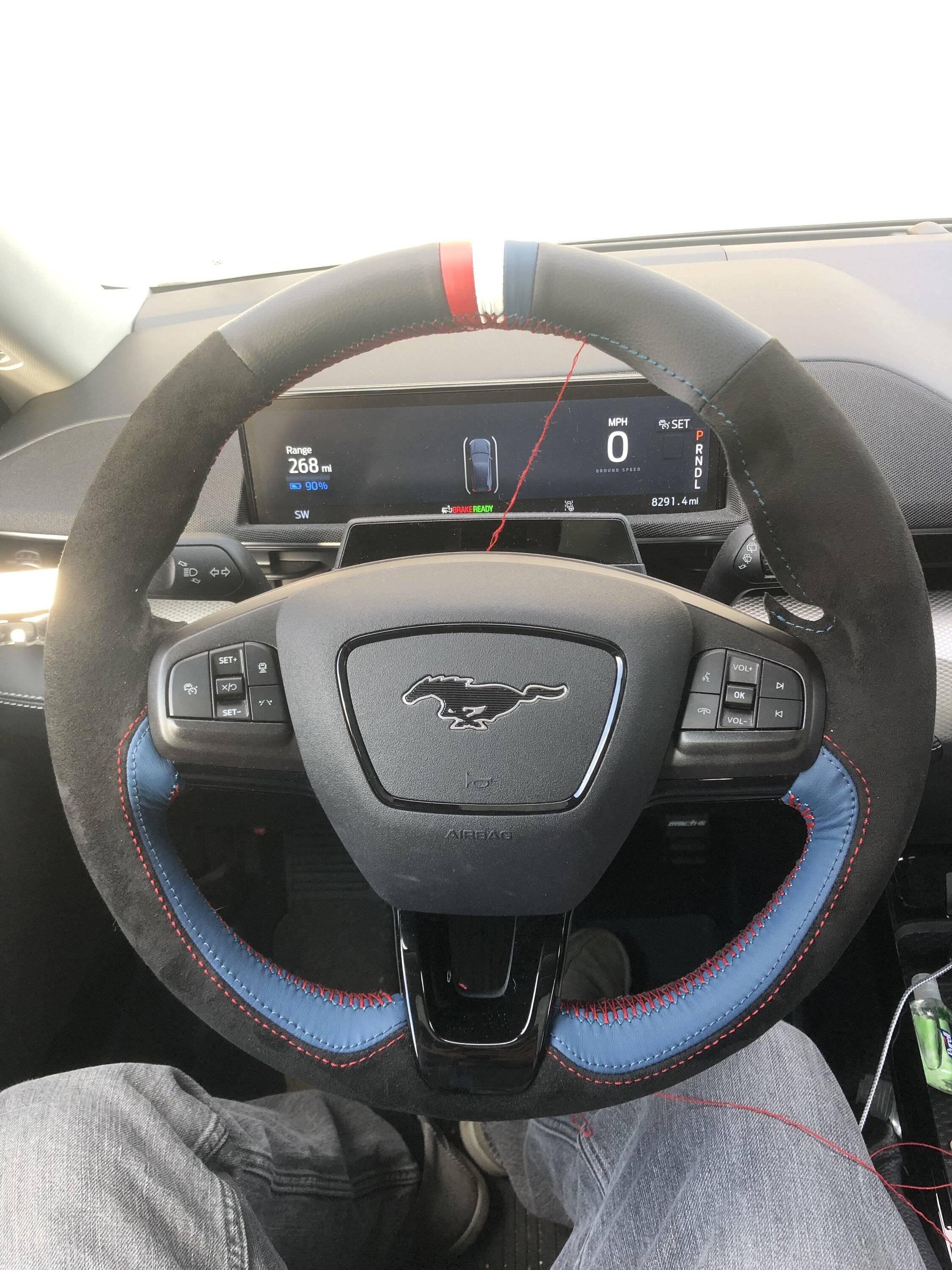Ford Mustang Mach-E Steering wheel cover installed 4C152C08-F660-484B-9E56-0FE603E44D38