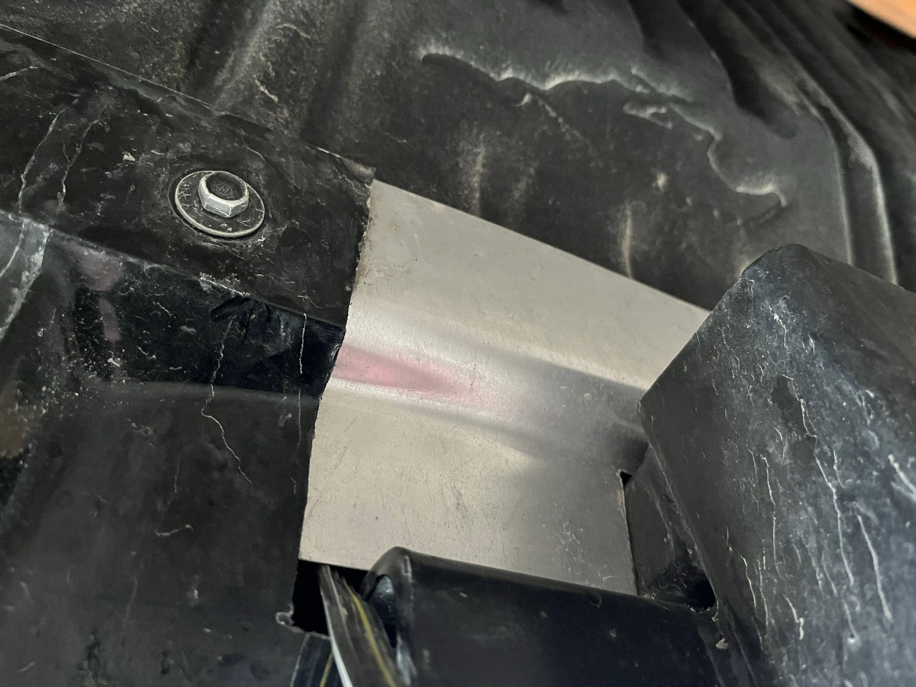 Ford Mustang Mach-E Draw-Tite Hidden Hitch install -- what do I do with my hidden bumper hole?  (3D printing design anyone?) tempImageVAsYhC
