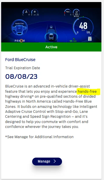Ford Mustang Mach-E BlueCruise - "Keep hands on steering wheel" 1659997557833