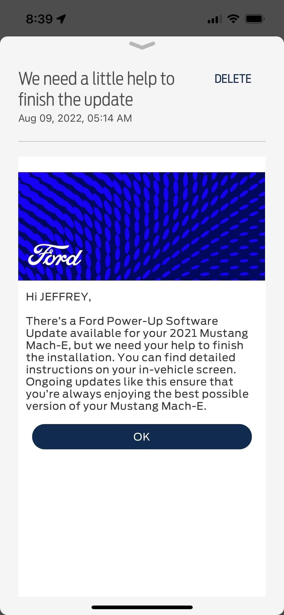 Ford Mustang Mach-E "We need a little help to finish the update" IMG_0560