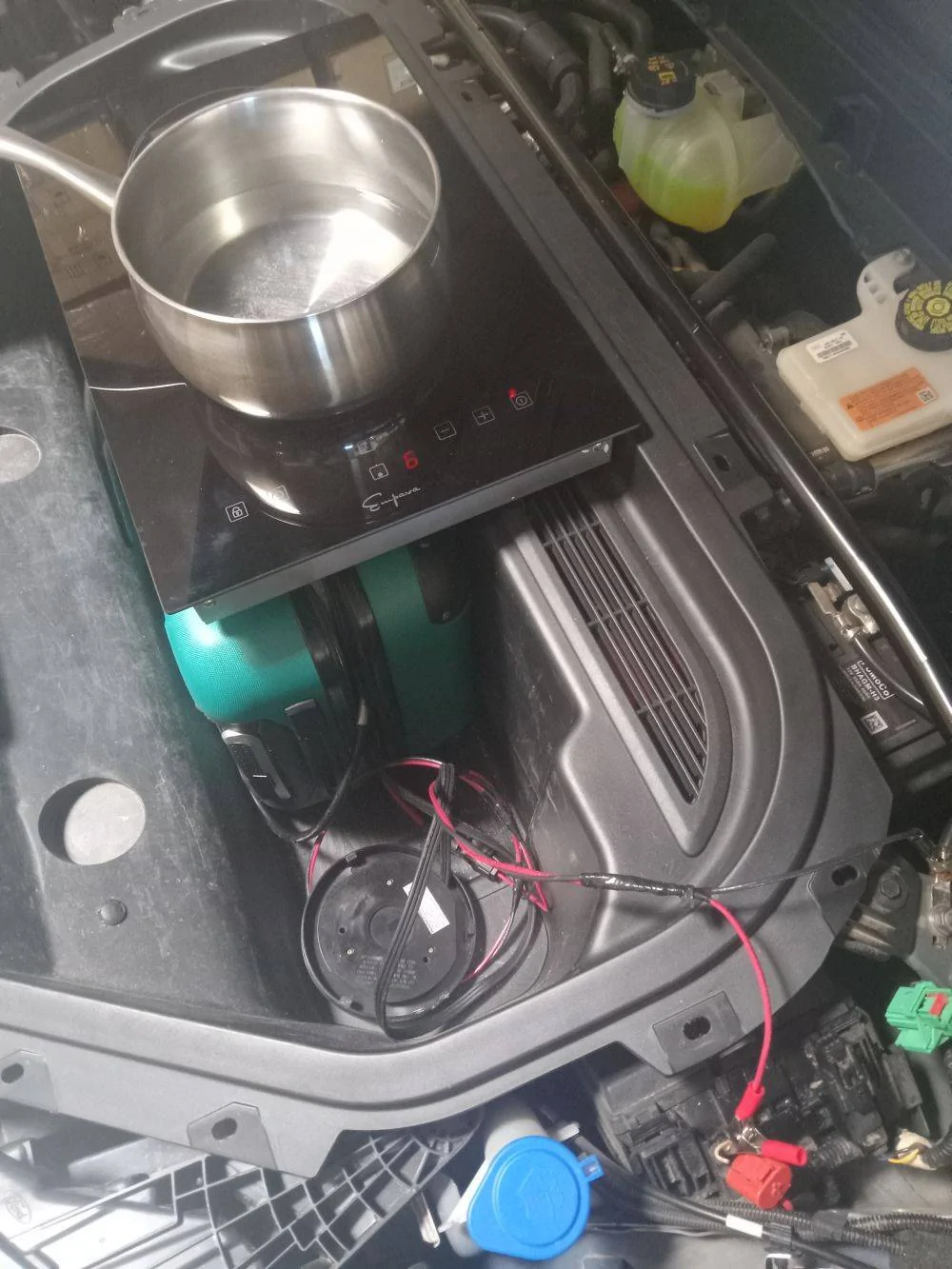Ford Mustang Mach-E Using your Mach-e to Power electric devices for 'Glamping' or Home Emergency Battery Backup ex 03 Mach-e Frunk cookto