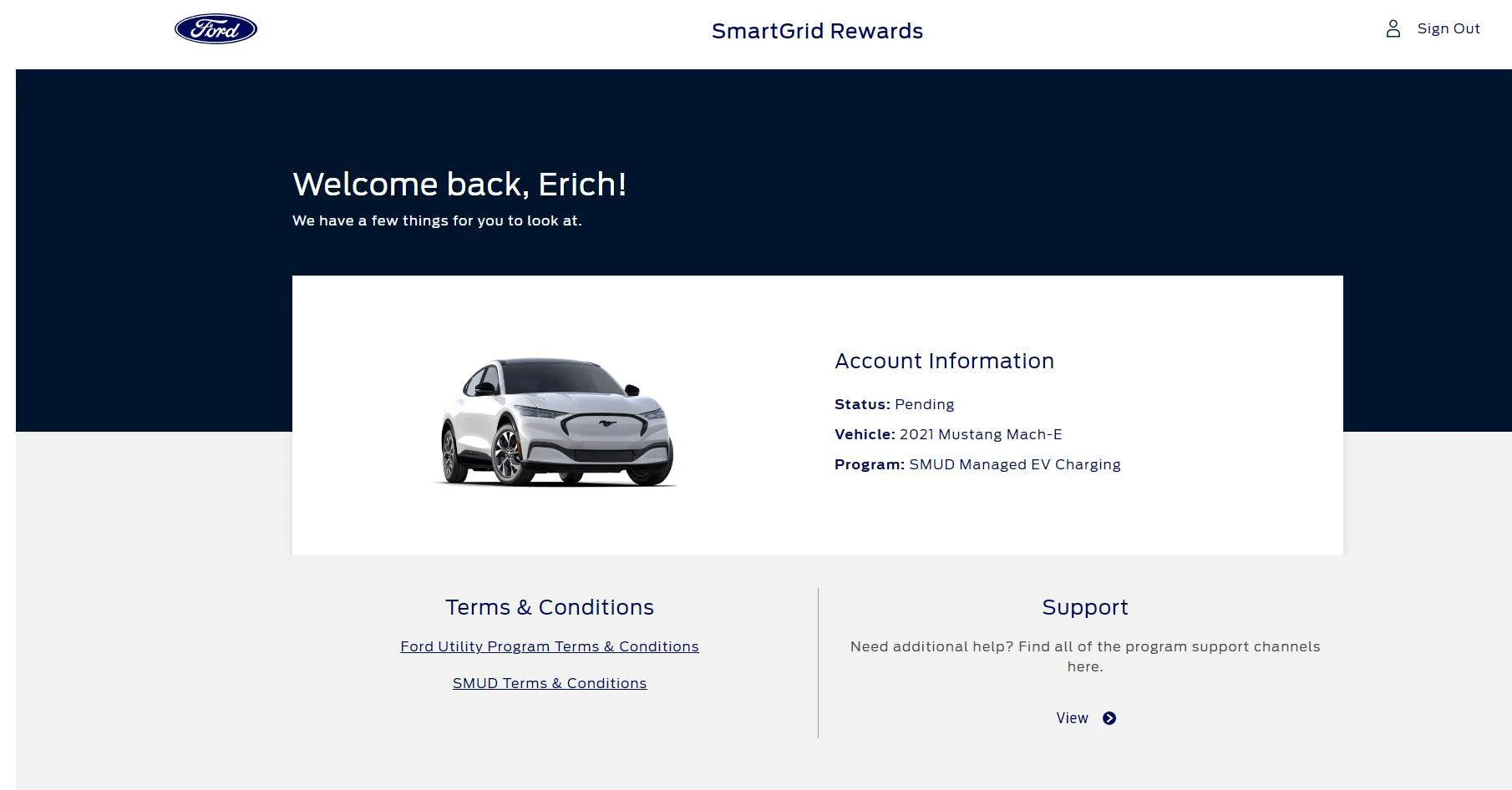 Ford Mustang Mach-E Managed EV Charging Pilot / Ford SmartGrid Rewards Captur