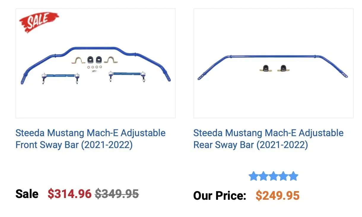 Ford Mustang Mach-E Steeda Front Sway Bar! It is awesome. Transforms the car into what it should be. Screen Shot 2022-08-19 at 5.35.34 PM