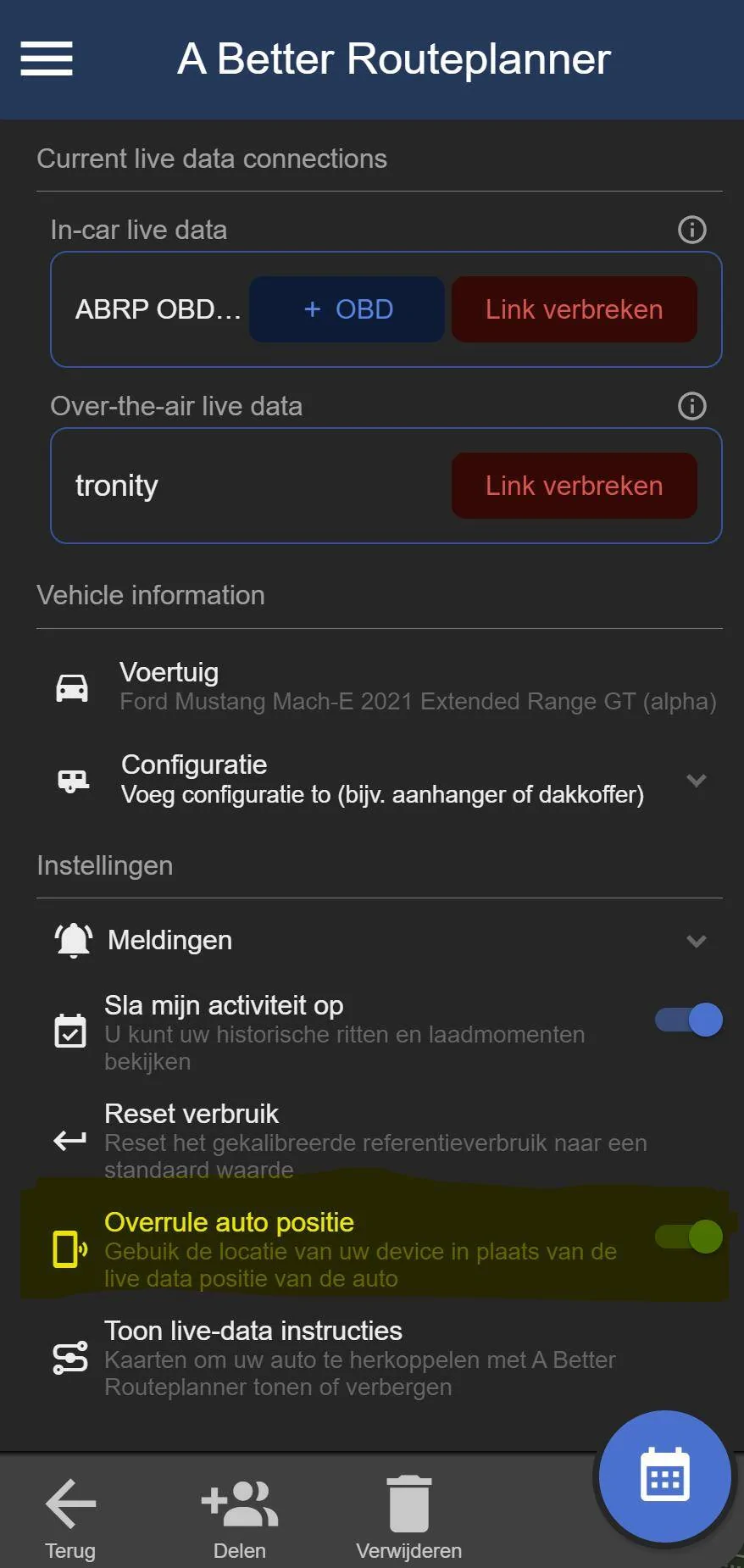Ford Mustang Mach-E ABRP usage via Android Auto or carplay Schermafbeelding 2022-08-25 191526
