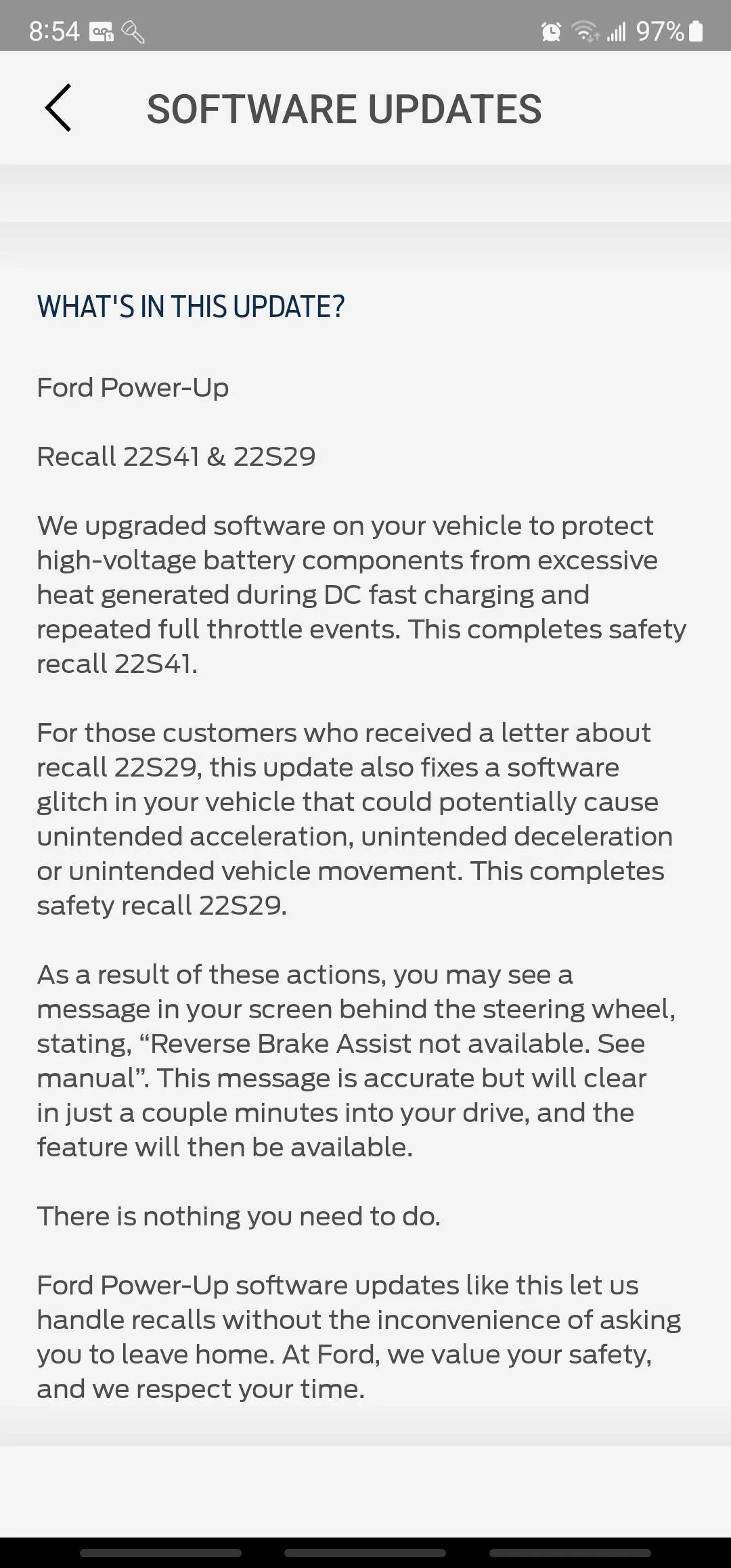 Ford Mustang Mach-E OTA updated for 22S41 recall fix Screenshot_20220825-205412_FordPass